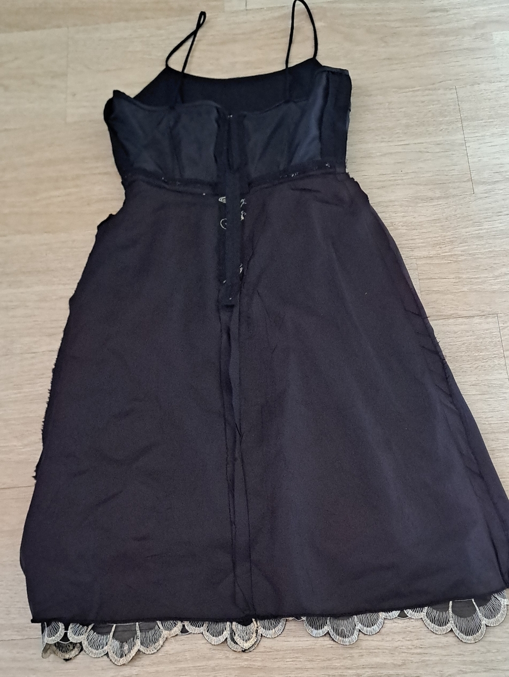 Black Midi Dress with Gold Floral Embroidery - Picture 10 of 10